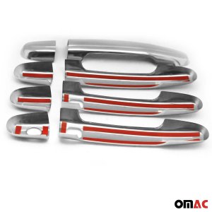 Toyota Corolla Door Handle Cover - Omac - 4 Door H1S2 Keyless S. Steel - Gloss Silver - '06-'13